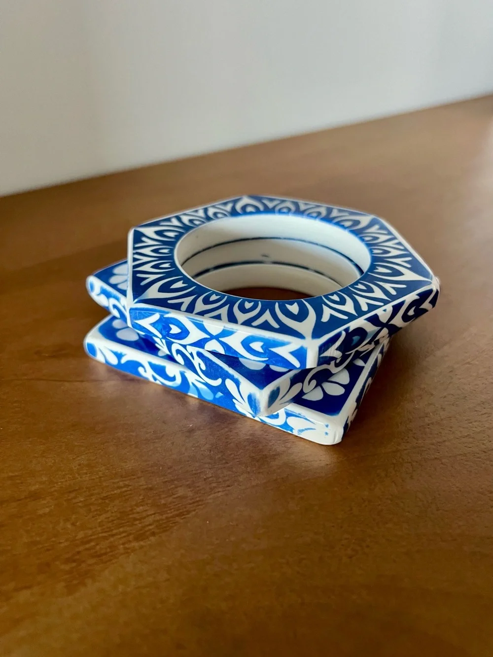 NWT | Piper.K Blue & White Ceramic-Inspired Bangle Set